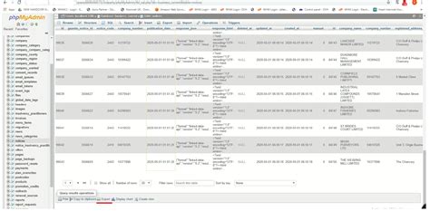 phpmyadmin export query results
